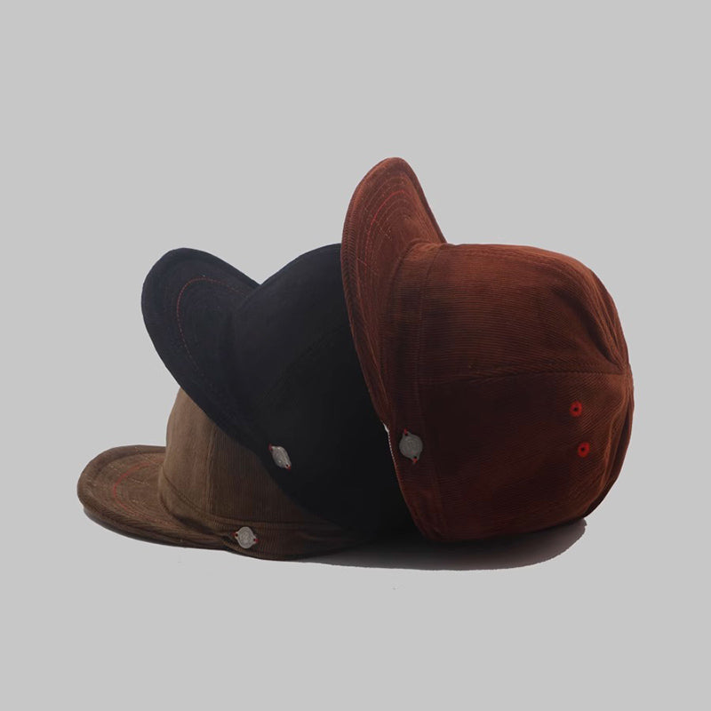 Corduroy Retro Flip Hat Beret Casual Cap Adjustable Hat