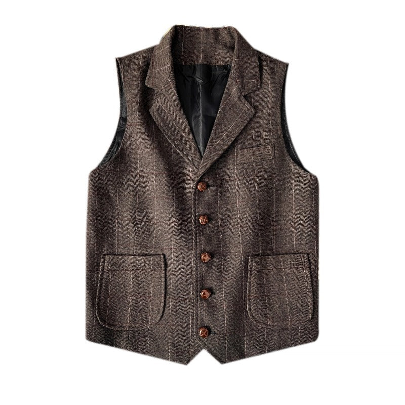 Retro Large Size Wool Herringbone Waistcoats