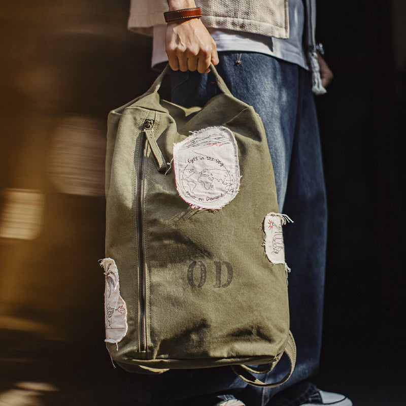 Retro Large Capacity Computer Backpack Travel Hiking Commuter Bucket Backpack