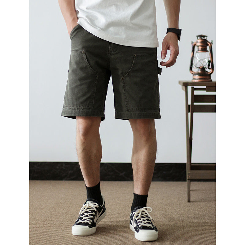 Retro Denim Striped Tooling Shorts