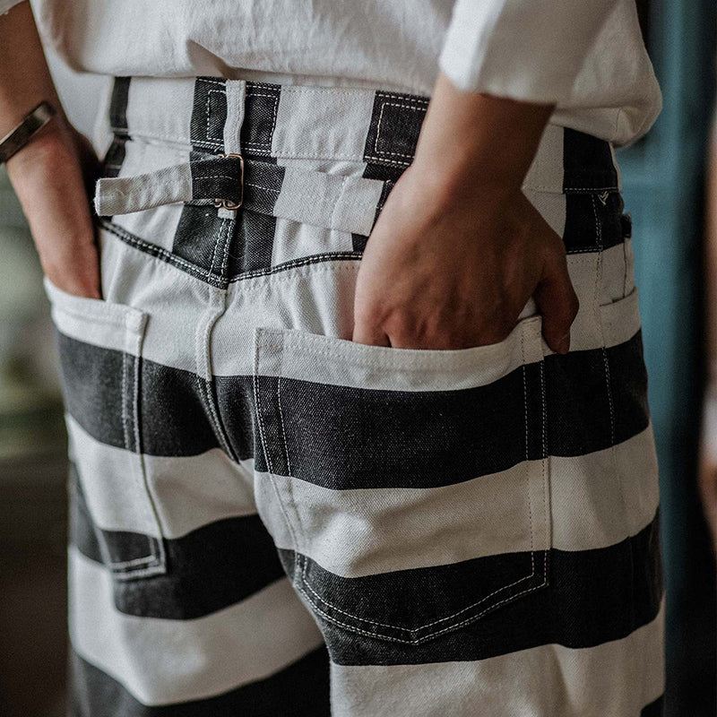Retro Striped Work Pants Motorcycle Pants