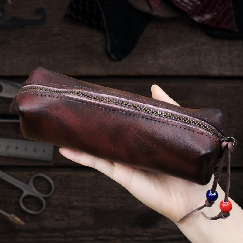 Retro Handmade Leather Storage Bag Glasses Case
