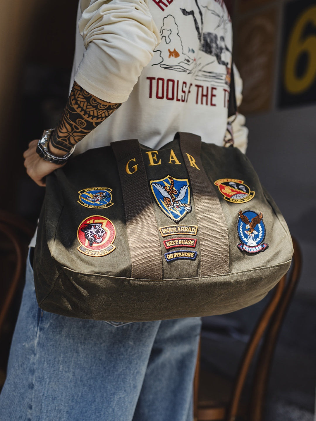 Vintage Large-capacity Tote bag Military Flight Bag