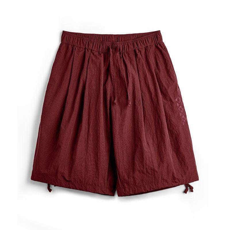 Retro Embroidered Loose Beach Thin Shorts