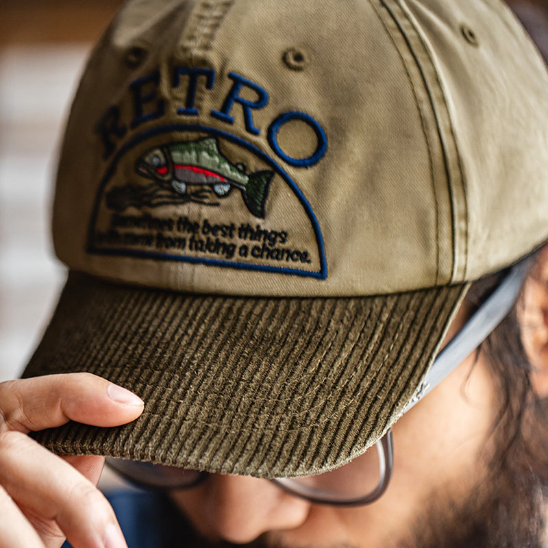 Retro Corduroy Embroidered Baseball Cap Flip Hat Adjustable Hat