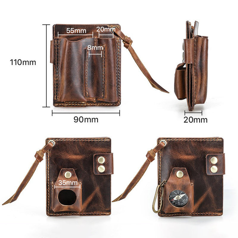 Retro Handmade Leather Tool Kit Multifunctional Outdoor Portable Bag