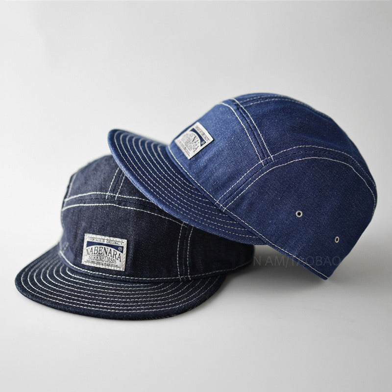 Retro Denim Flip Hat Beret Casual Cap Adjustable Hat