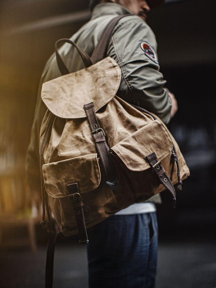 Retro Waxed Canvas Backpack