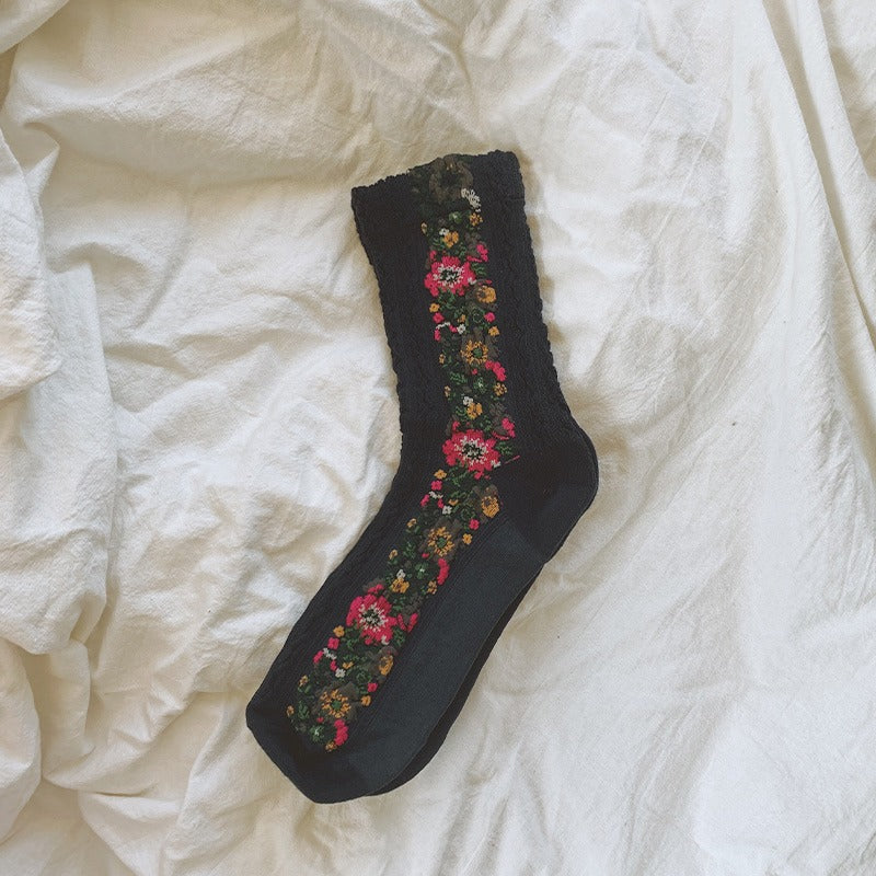 Women 5 Pairs Retro Ethnic Style Socks