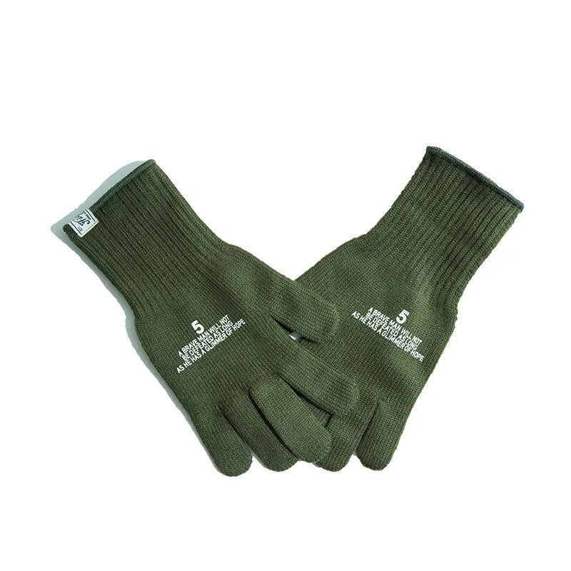 Men Vintage Knitted Print Full-finger Gloves Elegant Touchscreen Winter Cycling Gloves