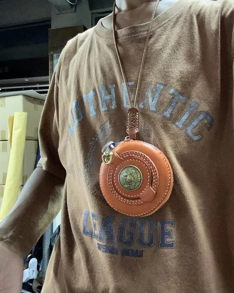 Retro Handmade Leather Portable Stainless Steel Wine Bottle