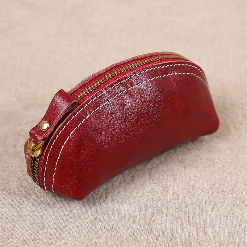 Retro Handmade Leather Coin Wallet Key Bag