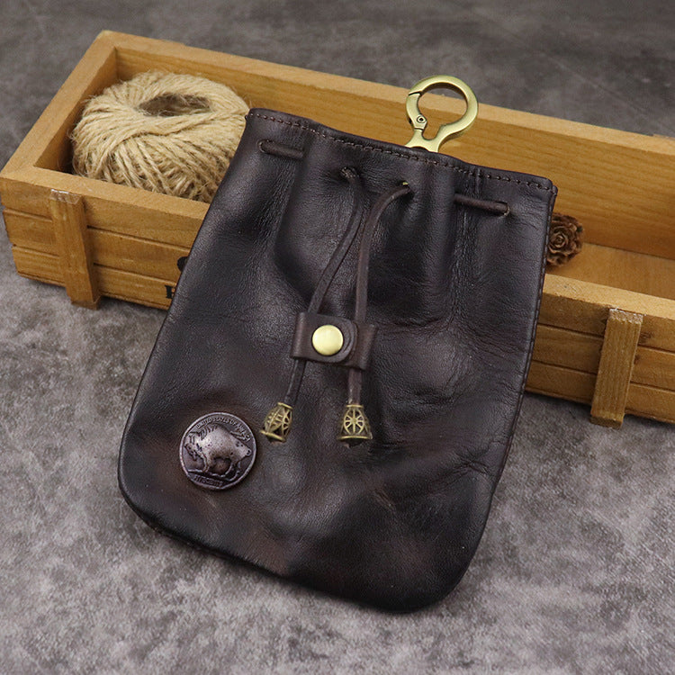 Retro Handmade Leather Coin Bag Storage Bag