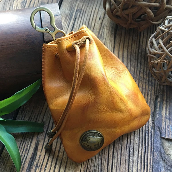 Retro Handmade Leather Coin Bag Storage Bag