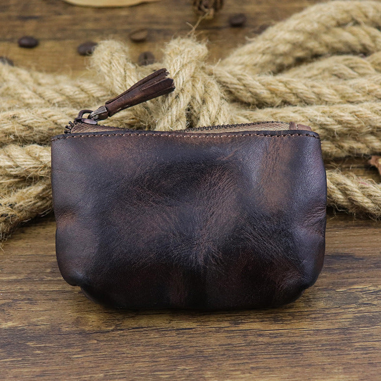 Handmade Retro Wear-resistant Casual Zipper Coin Purse