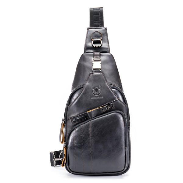 Bullcaptain Genuine Leather Retro Chest Bag Outdoor Leisure Daypack Crossbody Bag
