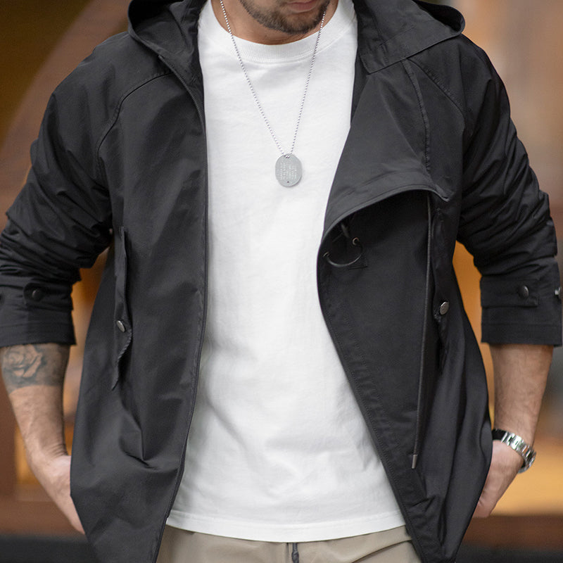 Retro Zipper Deck Hood Coat Outwears