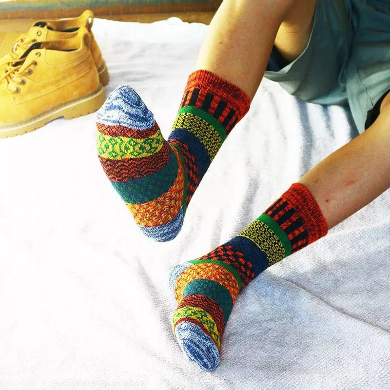 5 Pairs 5Colors Men's Retro Ethnic Style Woolen Socks