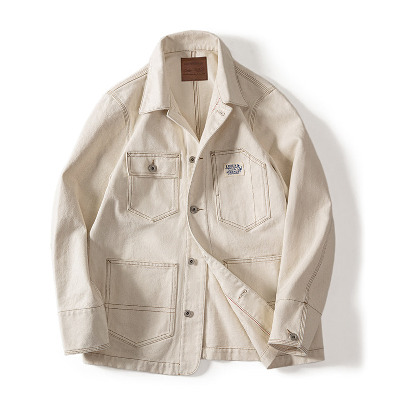Retro Casual Cotton Multi-pockets Work Coat