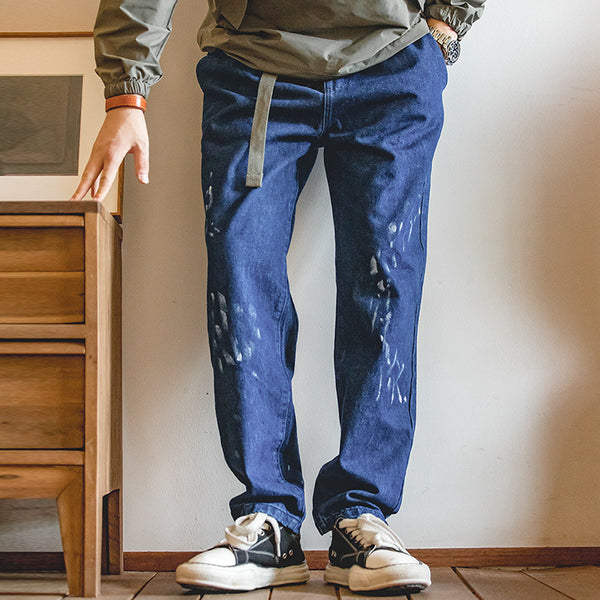 Retro Denim Hand-painted Elastic Waist Jeans