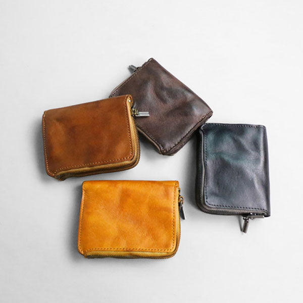 Retro Handmade Leather Zipper Wallets