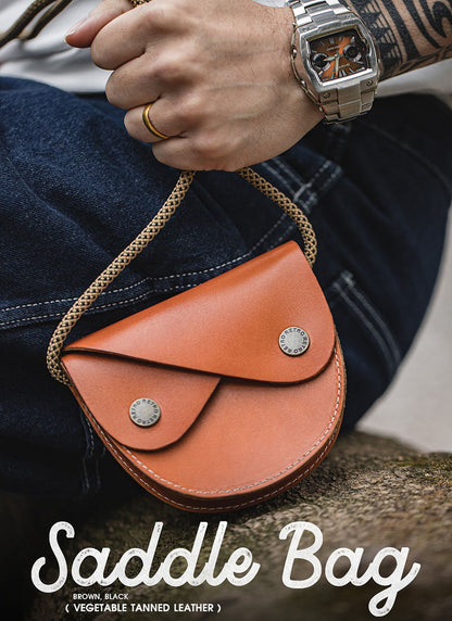 Retro Vegetable Tanned Leather Saddle Bag