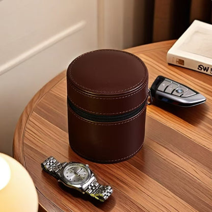 Portable travel genuine leather watch box, mechanical watch anti-fall watch bag, hard shell anti-shake portable watch storage box