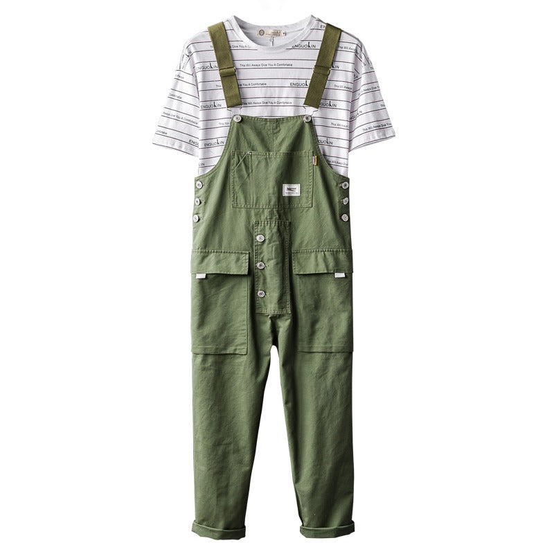 Retro Style Casual Multi-Pocket Overall Cargo Pants