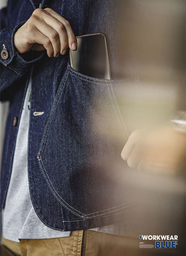 Retro Denim Workwear Navy Jacket