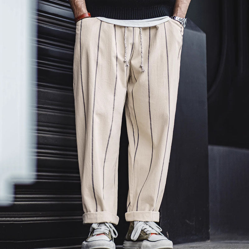 Retro Summer Cotton Stripe Balloon Pants