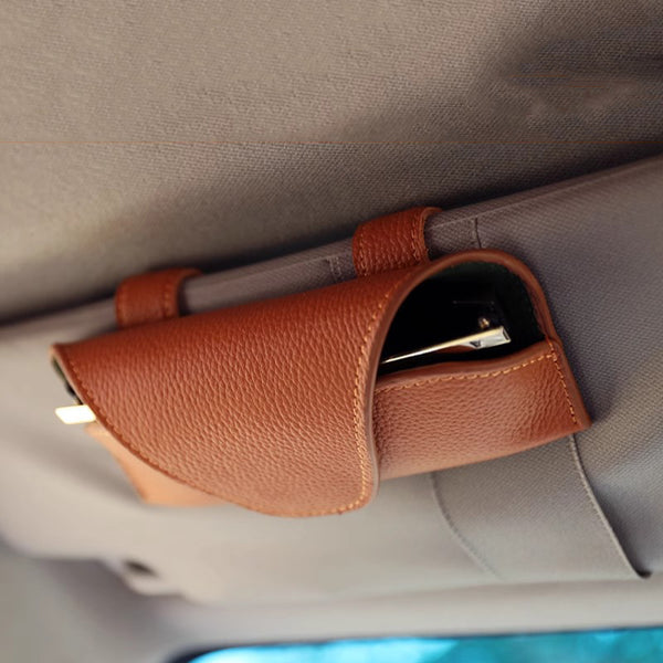 Retro Leather Car Glasses Storage Bag