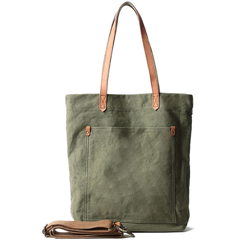 Retro Leather Canvas Crossbody Bag Tote Bag