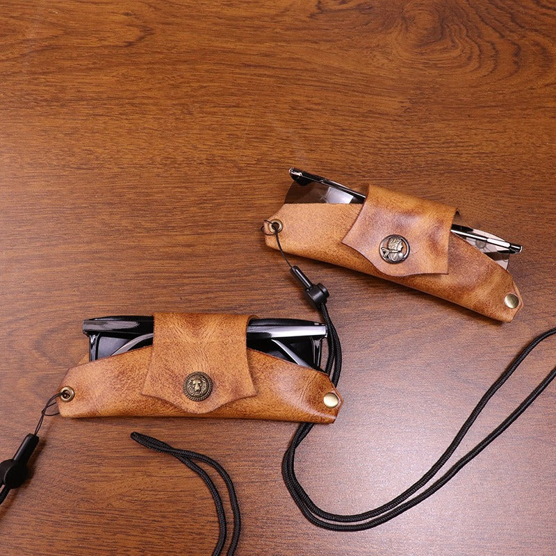 Retro Tanned Leather Handmade Glasses Case