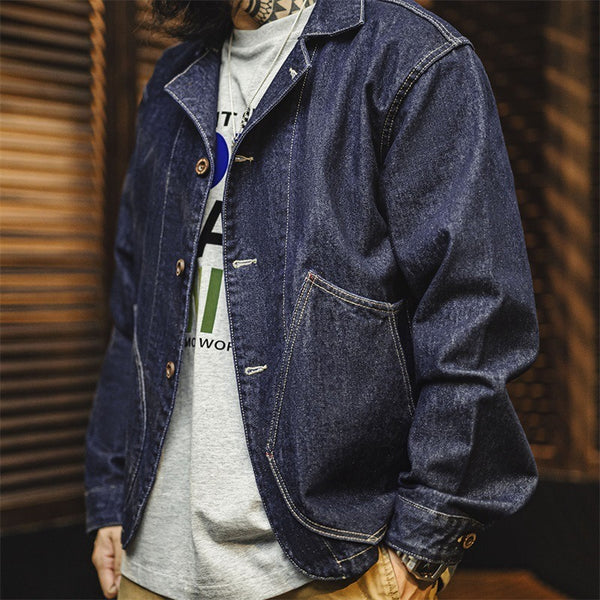 Retro Denim Workwear Navy Jacket