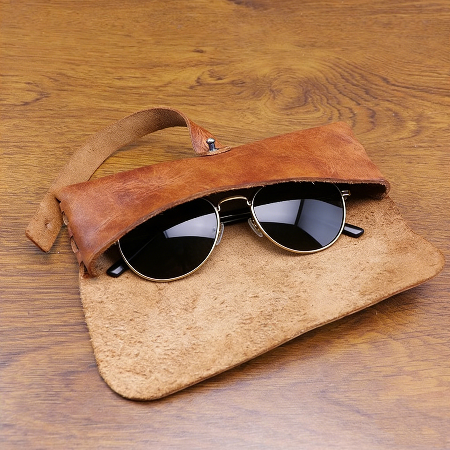 Retro Handmade Leather Pencil Case Glasses Case