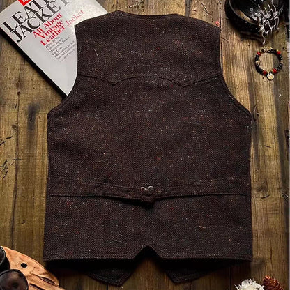Retro Large Size Wool Herringbone Waistcoats