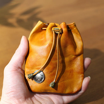 Retro Handmade Leather Coin Bag Storage Bag