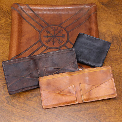 Retro Handmade Leather Short Wallet