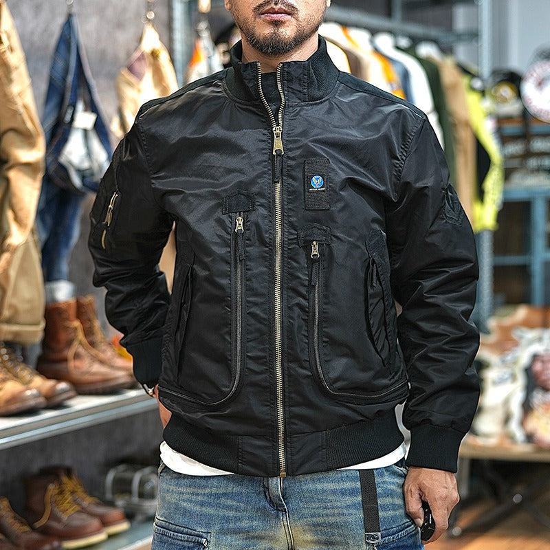 Retro Bomber Jacket Windproof Motorcycle Workwear Jacket