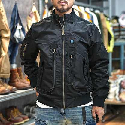 Retro Bomber Jacket Windproof Motorcycle Workwear Jacket