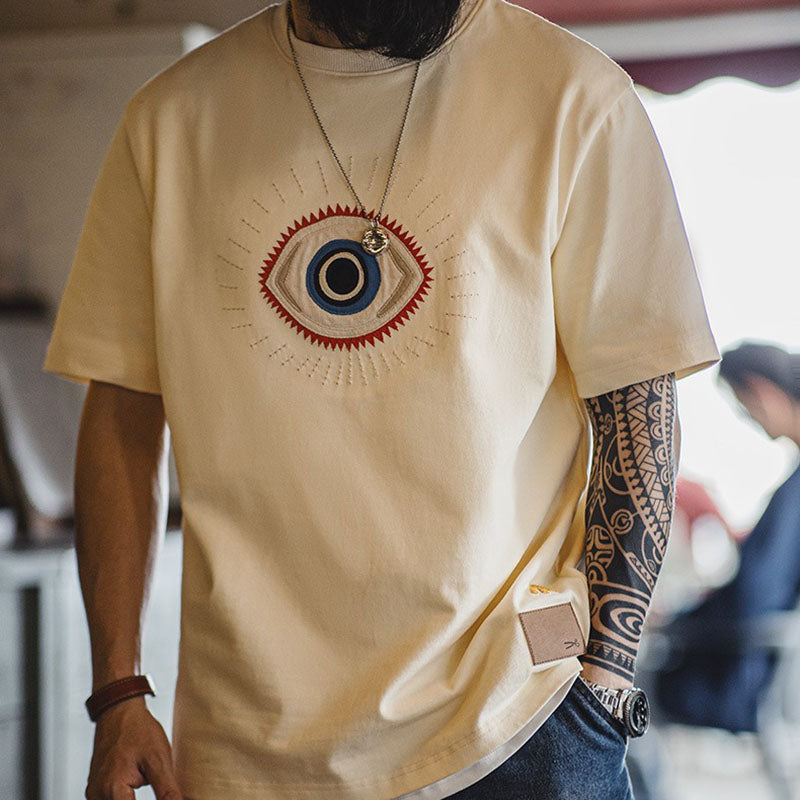 Retro Embroidery Guardian Eye T-shirt