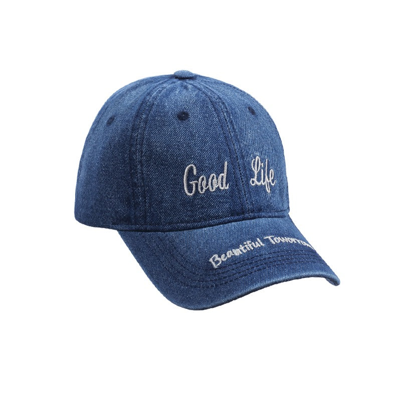 Retro Denim Flip Hat Beret Casual Cap Adjustable Hat