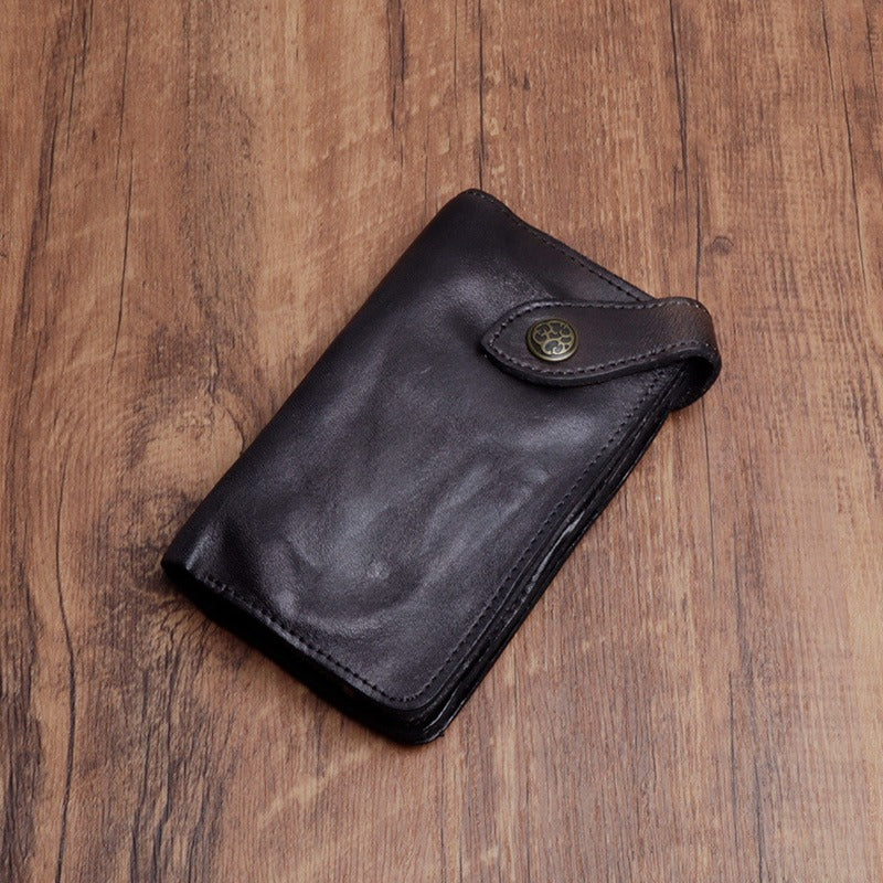 Retro Handmade Leather Zipper Card Wallets