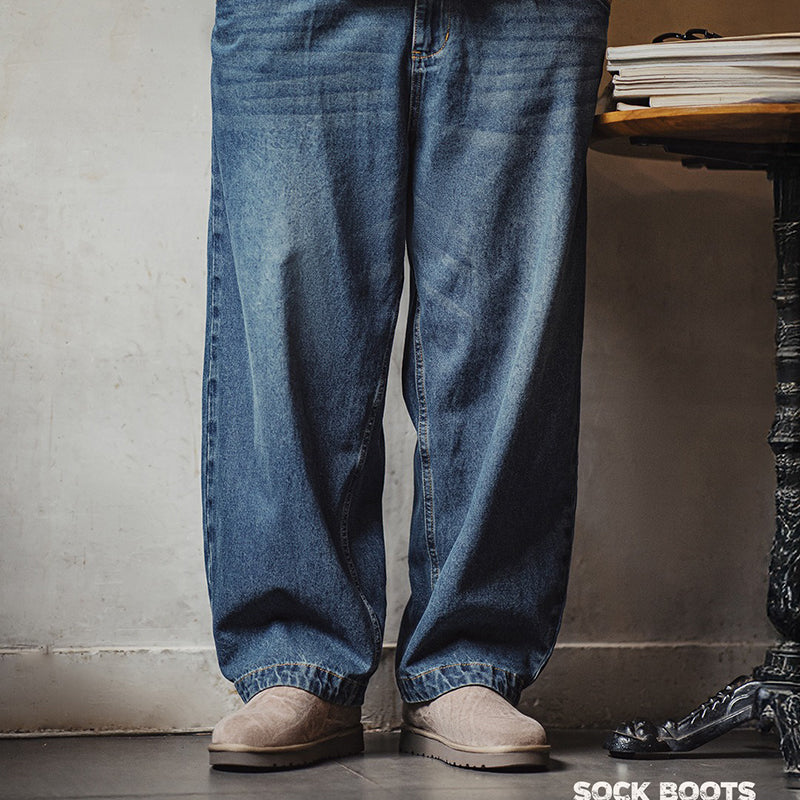 Retro Winter Warm Fleece Slip-on Cotton Sock Boots