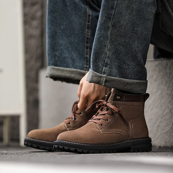 Retro Lacing Anti-slip Suede Boots
