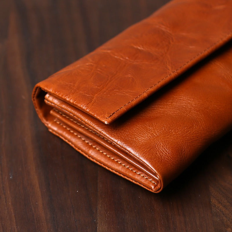 Retro Handmade Leather Multi-card Slots Long Wallet