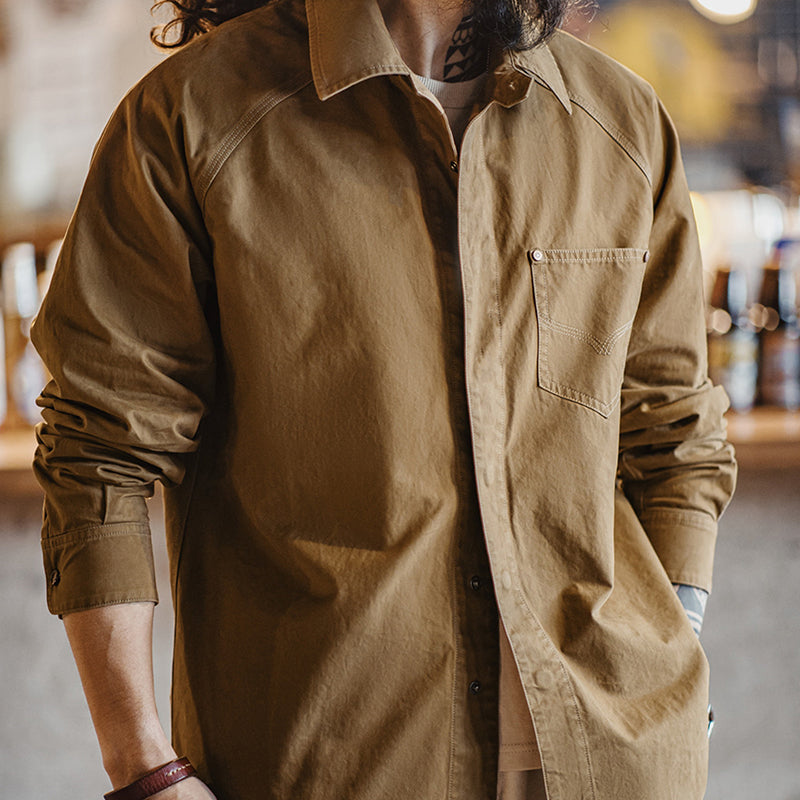 Vintage Printed Shirt Maillard Western Denim Shirt Pure Cotton Long Sleeve Jacket