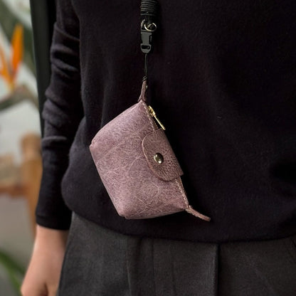 Retro Wax Leather Coin Purse Tanned Leather Lipstick Bag Headphone Bag