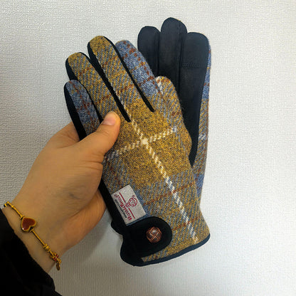 Retro Wool Touchscreen Tweed Plaid Gloves