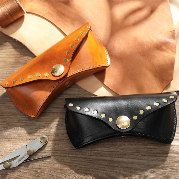 Retro Handmade Leather Glasses Case